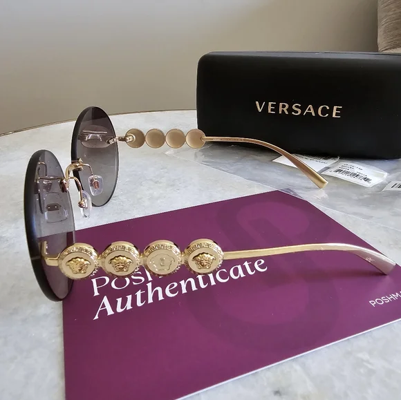 NWT-Versace Greca Coin Medusa Sunglasses - Picture 5 of 11